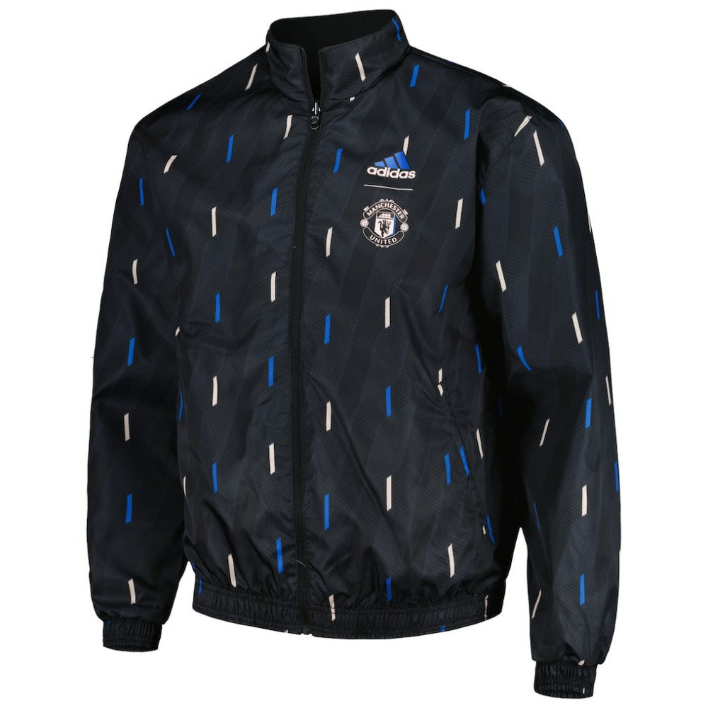 Manchester United 2022/23 On-Field Team Logo Anthem Reversible Full-Zip Jacket - Black | Adidas shop