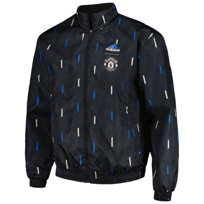 Manchester United 2022/23 On-Field Team Logo Anthem Reversible Full-Zip Jacket - Black | Adidas shop