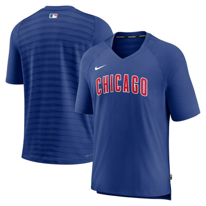 Chicago Cubs Authentic Collection Pregame Raglan Performance V-Neck T-Shirt - Royal | Nike
