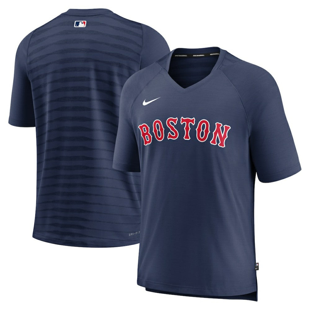 Boston Red Sox Authentic Collection Pregame Raglan Performance V-Neck T-Shirt - Navy | Nike
