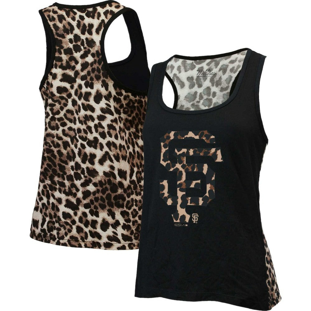 San Francisco Giants Majestic Threads Women's Leopard Tank Top - Black