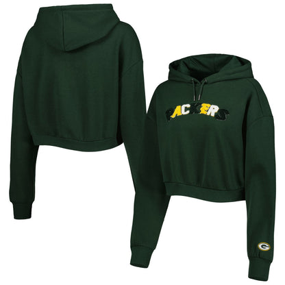 Green Bay Packers The Wild Collective Women's Cropped Pullover Hoodie - Green outlet