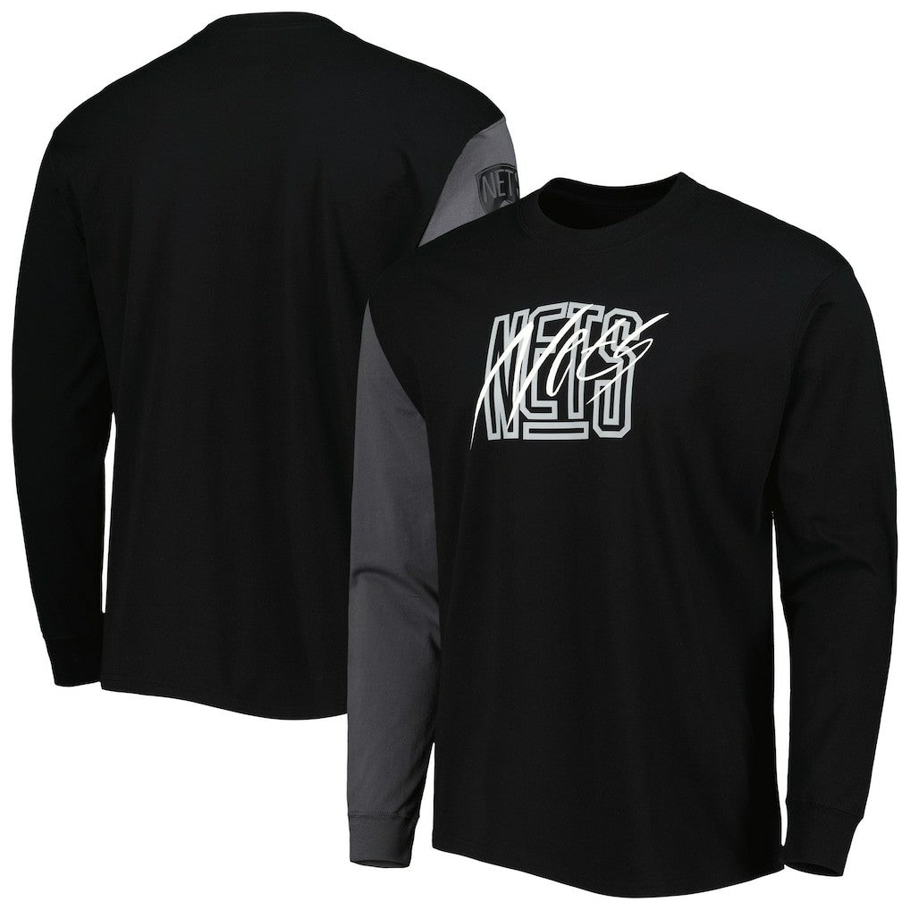 Brooklyn Nets Courtside Versus Flight MAX90 Long Sleeve T-Shirt - Black | Nike shop