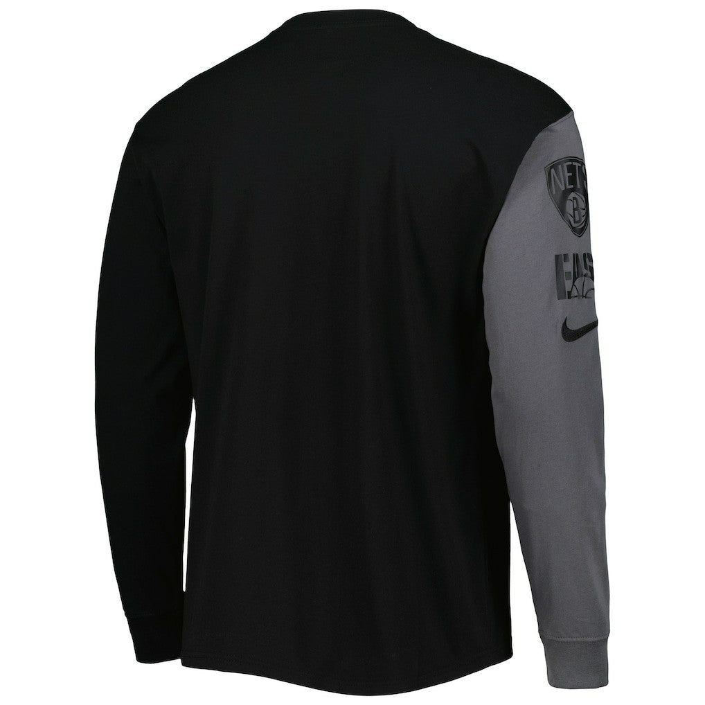 Brooklyn Nets Courtside Versus Flight MAX90 Long Sleeve T-Shirt - Black | Nike shop