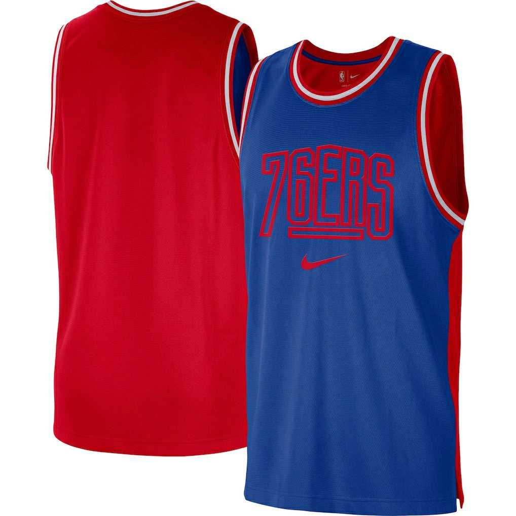 Philadelphia 76ers Courtside Versus Force Split DNA Performance Mesh Tank Top sale - Royal/Red | Nike online