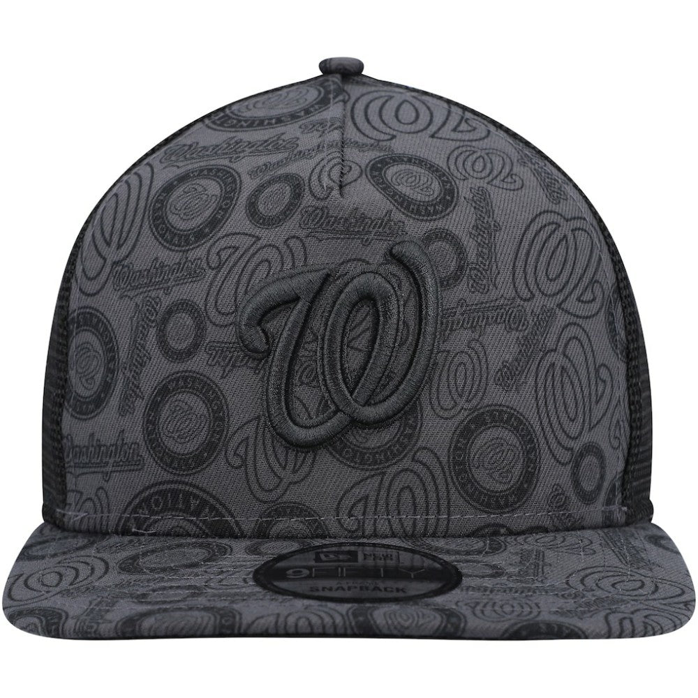 Washington Nationals Repeat A-Frame 9FIFTY Trucker Snapback Hat - Black | New Era