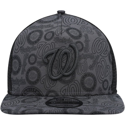 Washington Nationals Repeat A-Frame 9FIFTY Trucker Snapback Hat - Black | New Era