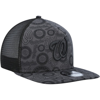 Washington Nationals Repeat A-Frame 9FIFTY Trucker Snapback Hat - Black | New Era
