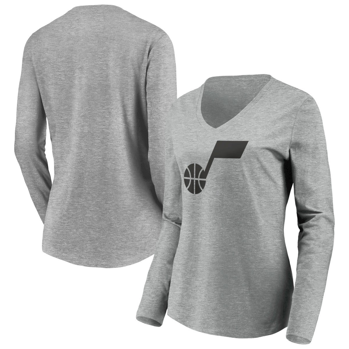 Utah Jazz Women's Primary Logo Team Long Sleeve V-Neck T-Shirt - Heathered Gray shop