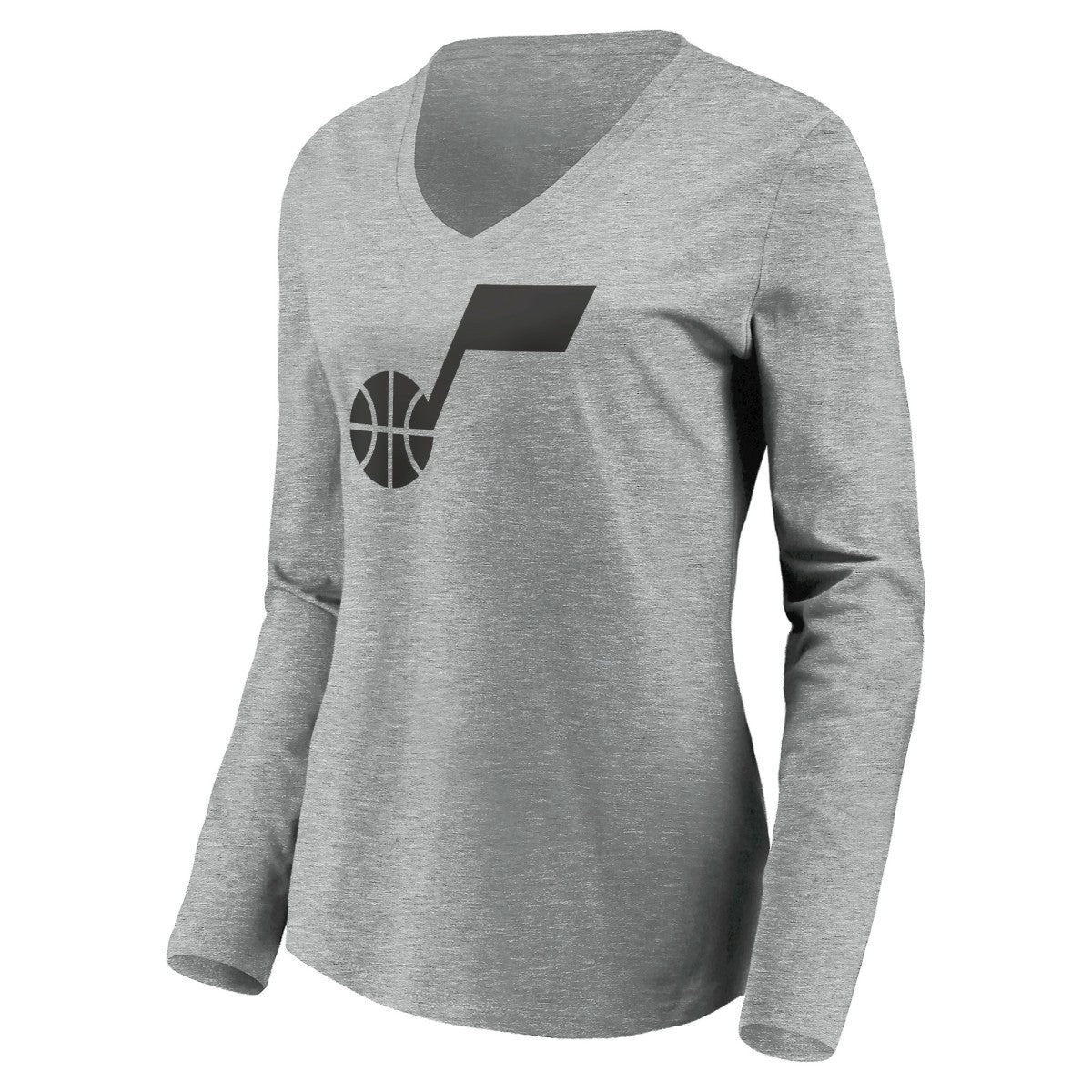 Utah Jazz Women's Primary Logo Team Long Sleeve V-Neck T-Shirt - Heathered Gray shop