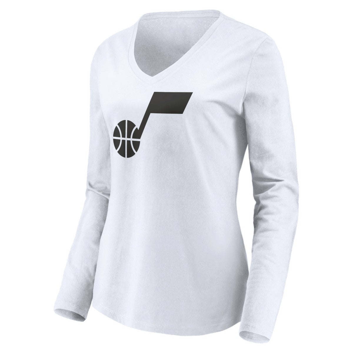 Utah Jazz Women's Primary Logo Team Long Sleeve V-Neck T-Shirt - White on sale