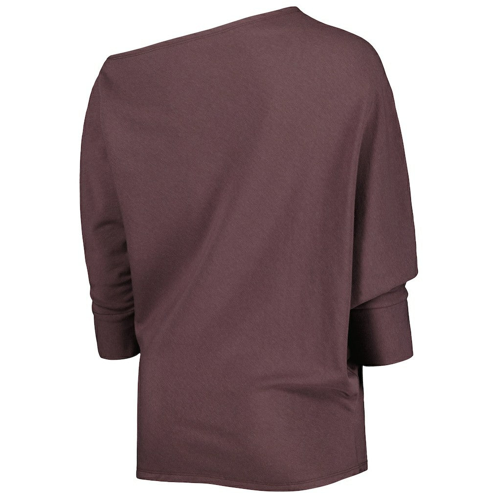 Cleveland Browns KIYA TOMLIN Women's Twisted Tri-Blend Asymmetrical 3/4-Dolman Sleeve Sweatshirt - Brown on sale