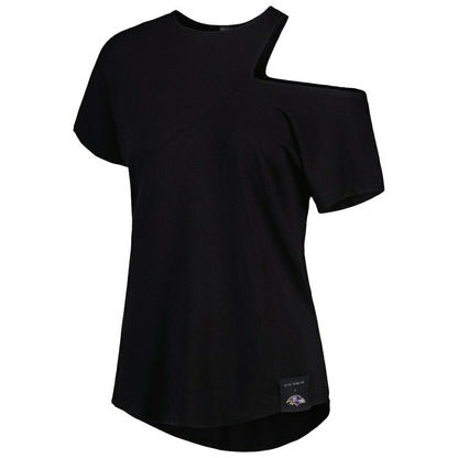 Baltimore Ravens KIYA TOMLIN Women's Cut Out Tri-Blend Shirt - Black cheap