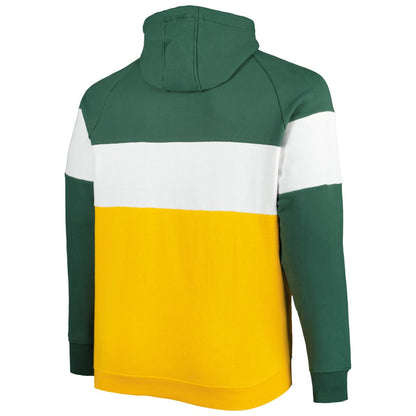Green Bay Packers New Era Big & Tall Current Team Colorblock Fleece Raglan Pullover Hoodie - Green/Gold on sale