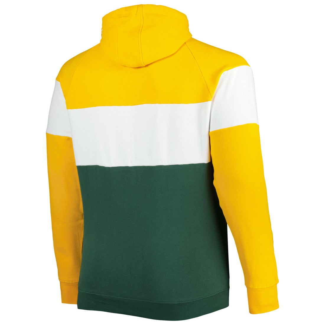 Green Bay Packers New Era Big & Tall Throwback Colorblock Fleece Raglan Pullover Hoodie - Gold/Green outlet