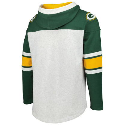 Green Bay Packers '47 Gridiron Lace-Up Pullover Hoodie - Heather Gray on sale