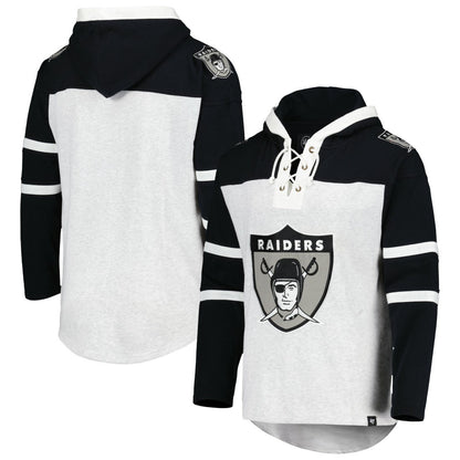Las Vegas Raiders '47 Historic Logo Gridiron Lace-Up Pullover Hoodie - Heather Gray sale