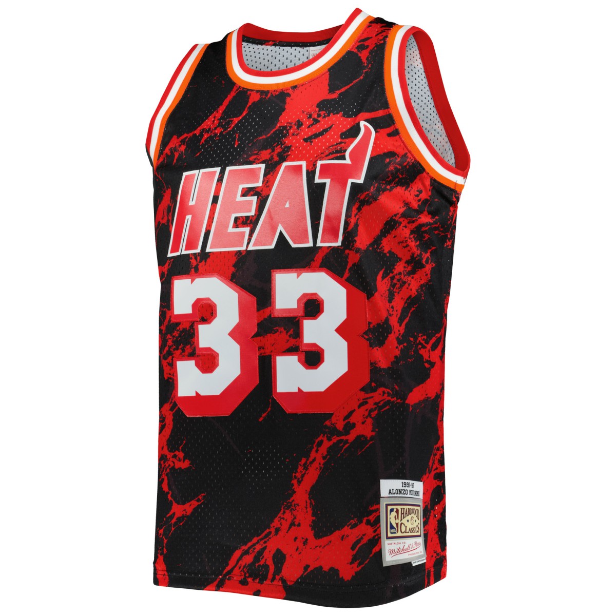 Alonzo Mourning Miami Heat 1996/97 Hardwood Classics Marble Swingman Jersey - Black | Mitchell & Ness online