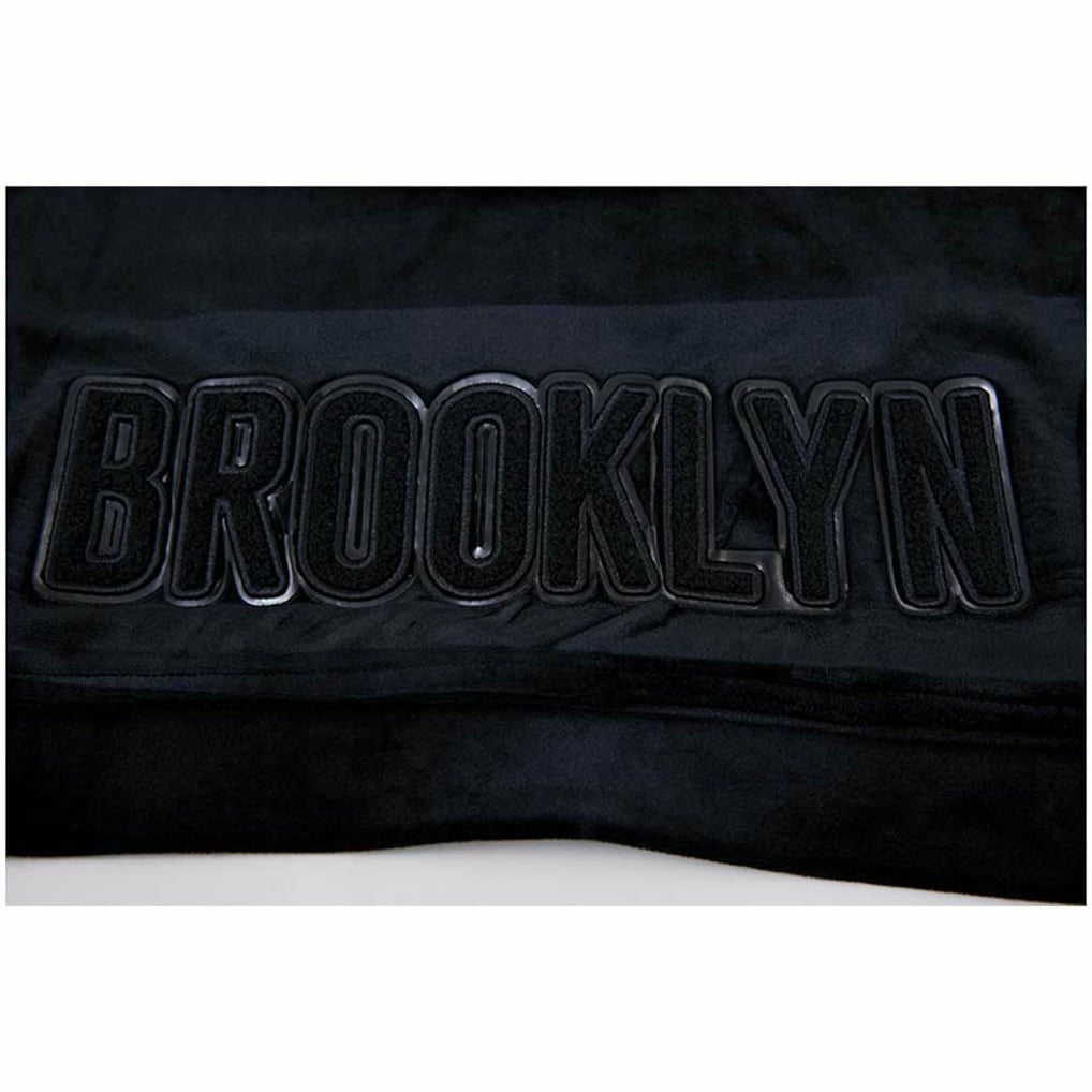Brooklyn Nets Pro Standard Women's Triple Black Velour Full-Zip Hoodie outlet