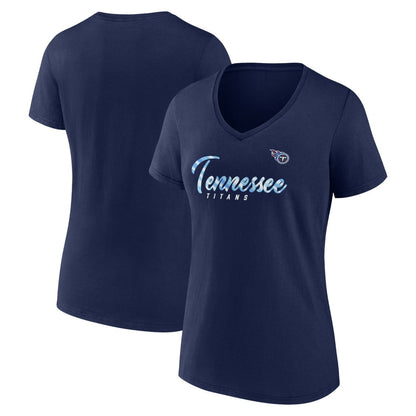 Tennessee Titans Women's Shine Time V-Neck T-Shirt - Navy cheap