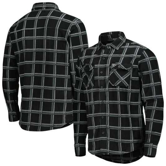 Las Vegas Raiders Antigua Industry Flannel Button-Up Shirt Jacket - Black for sale