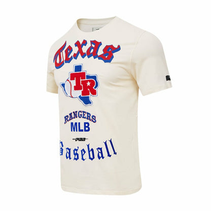 Texas Rangers Pro Standard Cooperstown Collection Old English T-Shirt - Cream