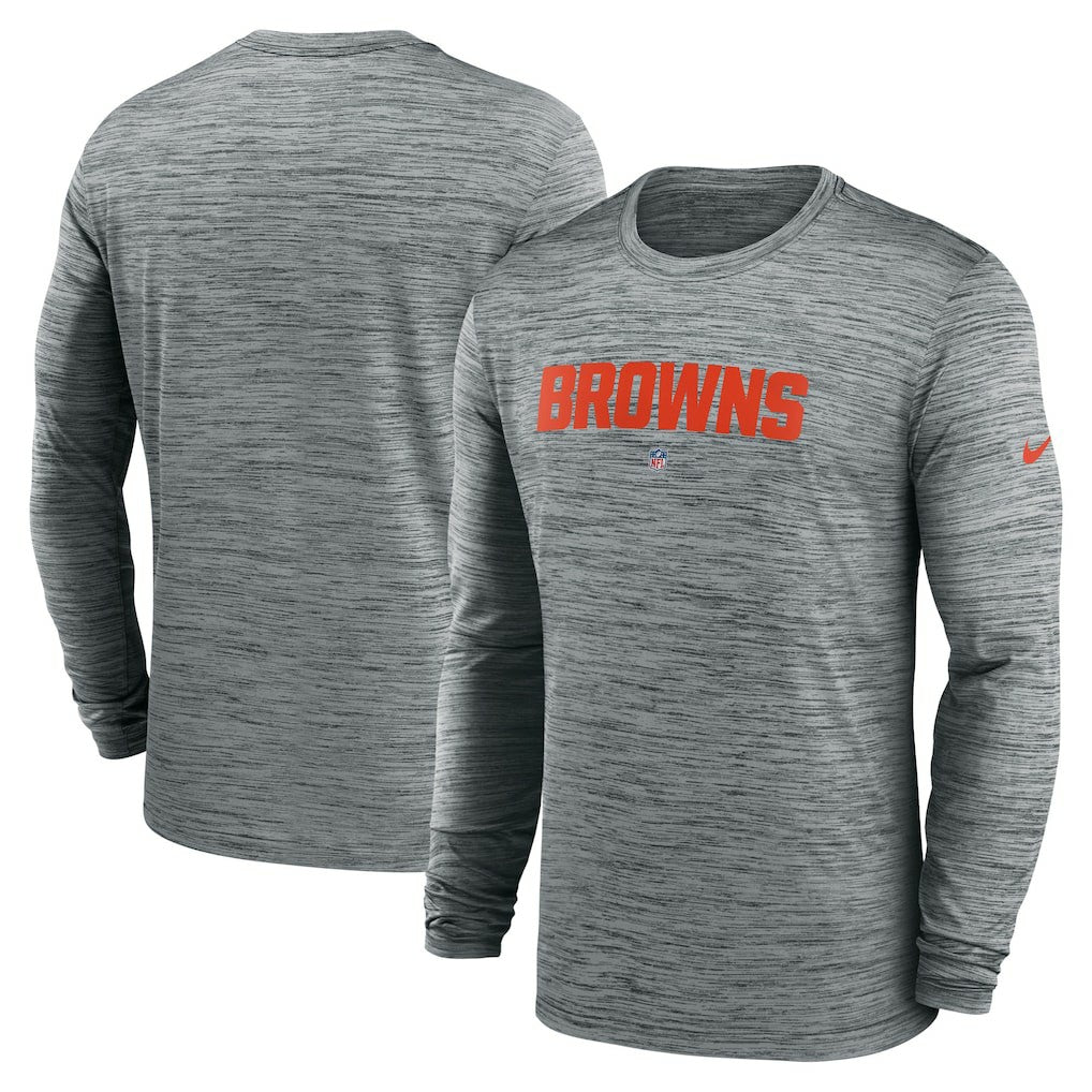 Cleveland Browns Sideline Team Velocity Performance Long Sleeve T-Shirt - Heather Gray | Nike outlet