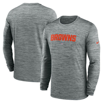 Cleveland Browns Sideline Team Velocity Performance Long Sleeve T-Shirt - Heather Gray | Nike outlet