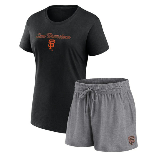 San Francisco Giants Women's Script T-Shirt & Shorts Combo Set - Black/Gray