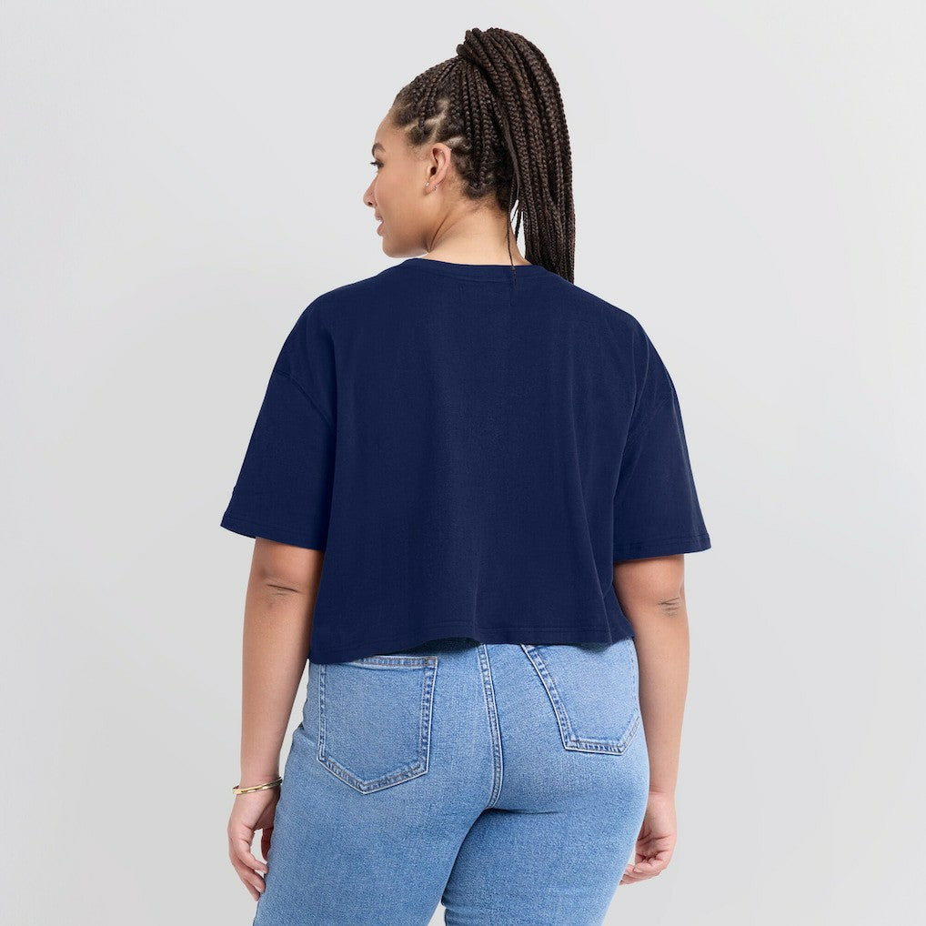 New England Patriots Women's Elements Super Soft Boxy Cropped T-Shirt - Navy online