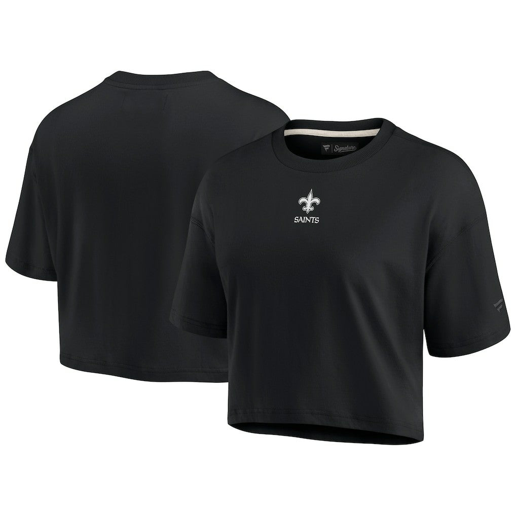 New Orleans Saints Women's Elements Super Soft Boxy Cropped T-Shirt - Black outlet