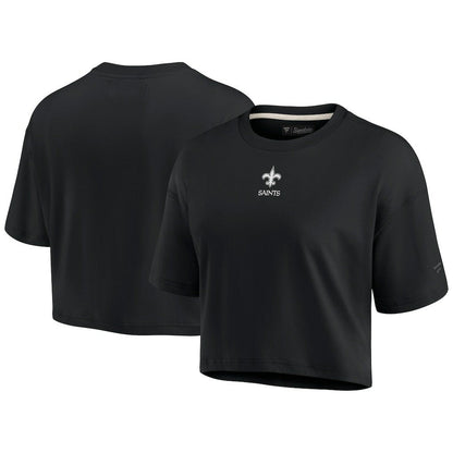 New Orleans Saints Women's Elements Super Soft Boxy Cropped T-Shirt - Black outlet