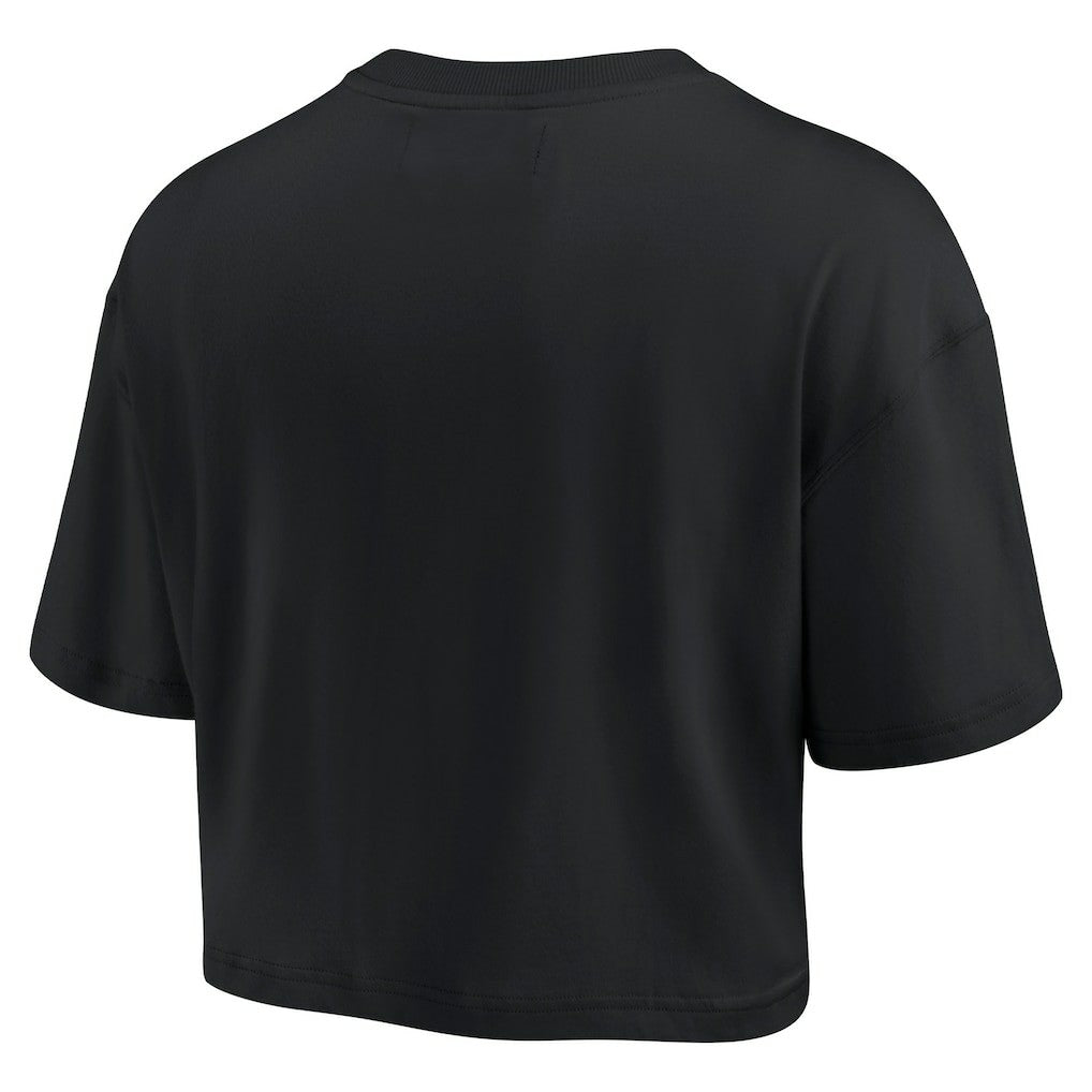 New Orleans Saints Women's Elements Super Soft Boxy Cropped T-Shirt - Black outlet