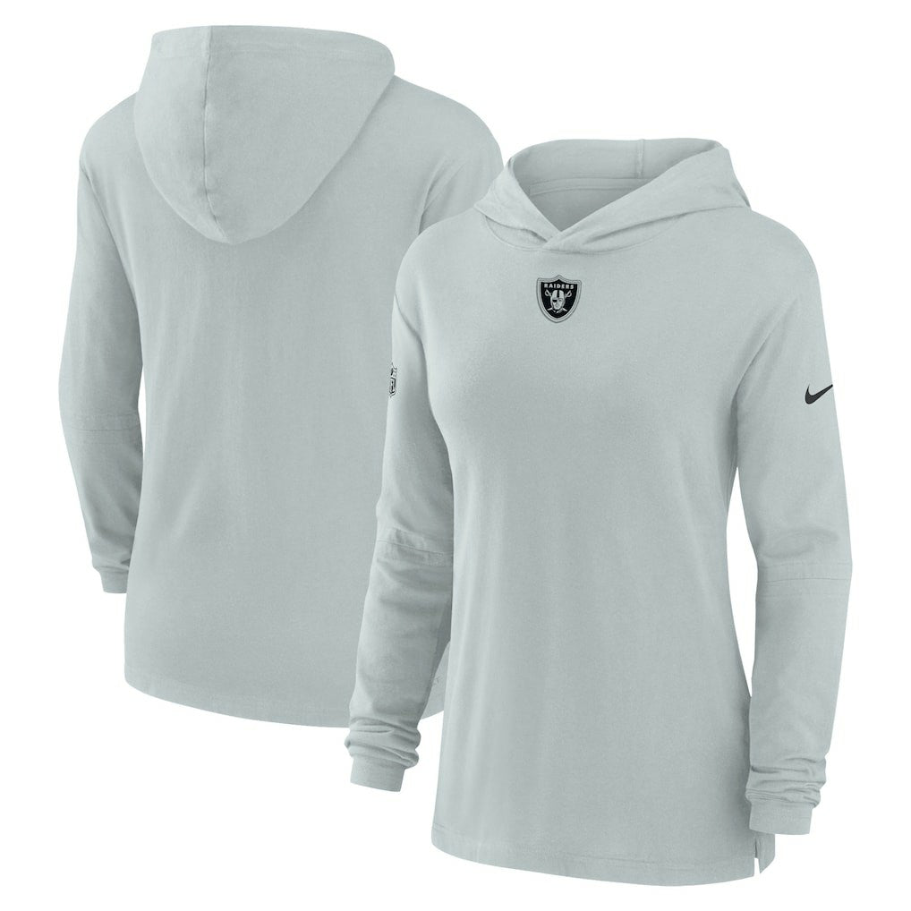 Las Vegas Raiders Women's Sideline Performance Long Sleeve Hoodie T-Shirt - Silver | Nike cheap