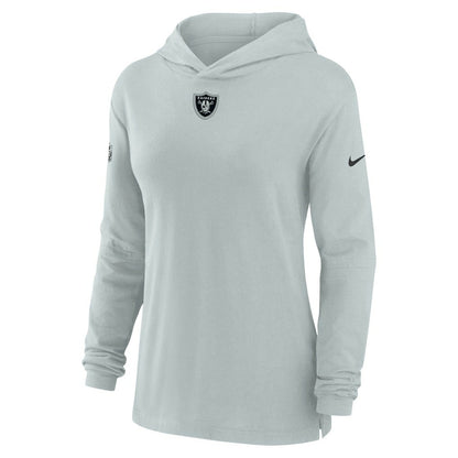 Las Vegas Raiders Women's Sideline Performance Long Sleeve Hoodie T-Shirt - Silver | Nike cheap