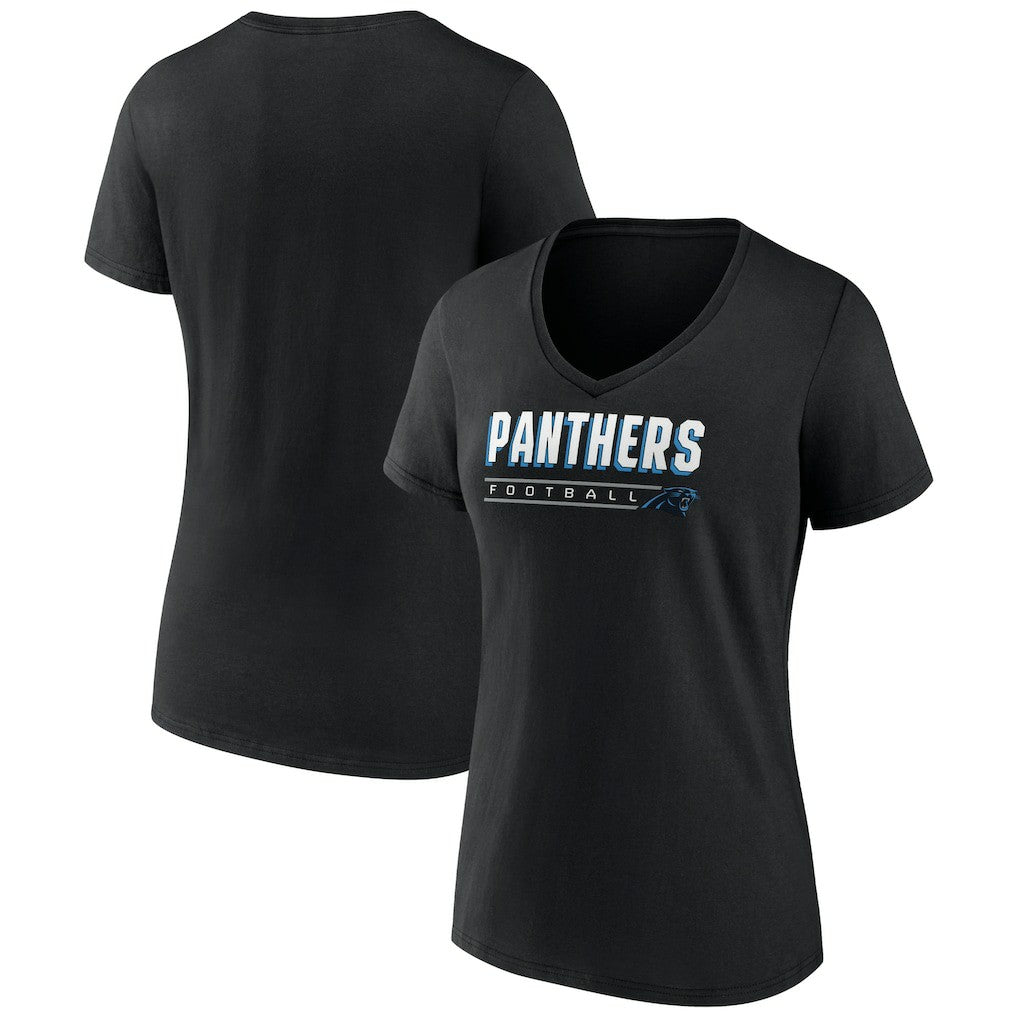 Carolina Panthers Women's Primary Play V-Neck T-Shirt - Black for sale