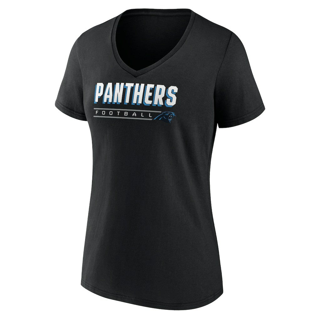 Carolina Panthers Women's Primary Play V-Neck T-Shirt - Black for sale