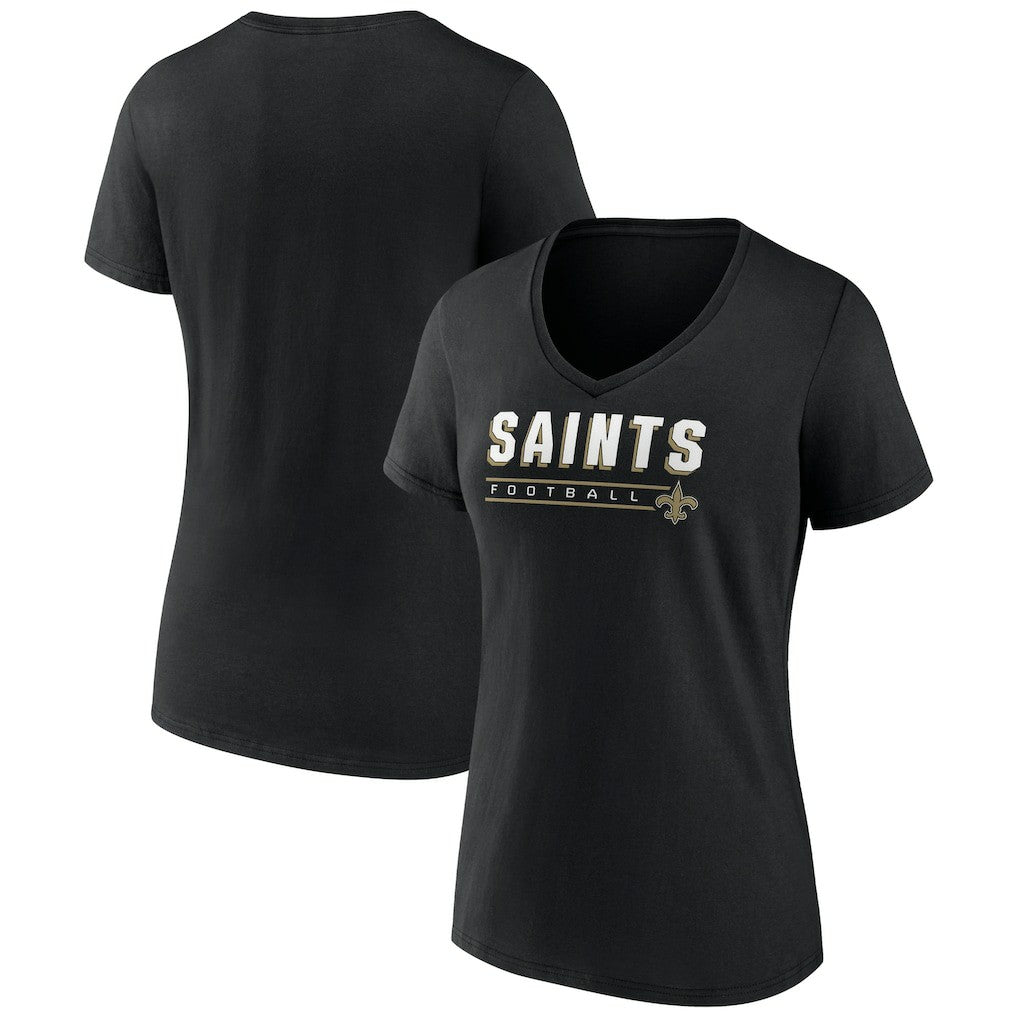 New Orleans Saints Women's Primary Play V-Neck T-Shirt - Black cheap