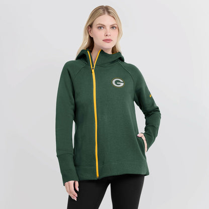 Green Bay Packers Women's Asymmetrical Raglan Full-Zip Hoodie - Green | Nike cheap