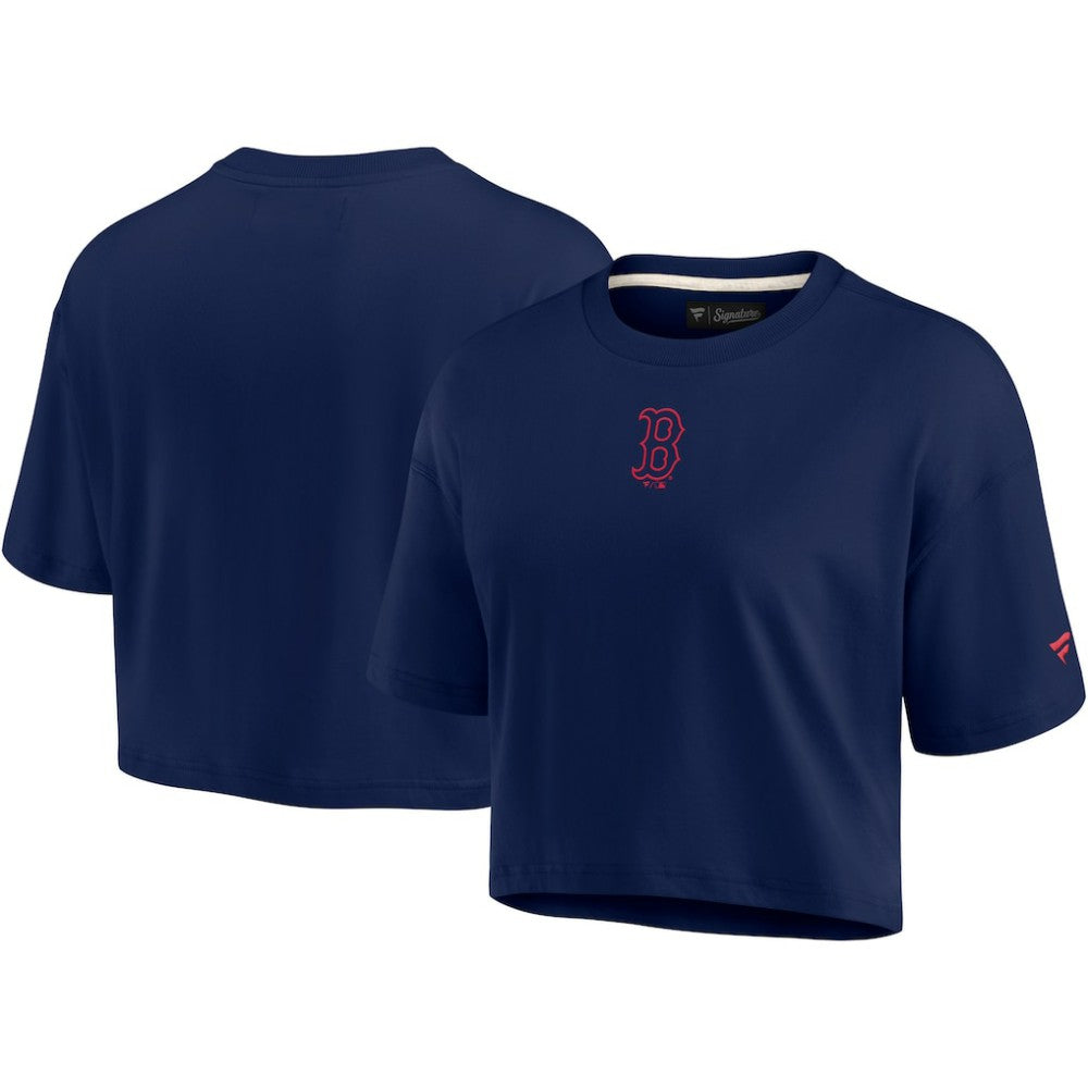 Boston Red Sox Women's Elements Super Soft Boxy Cropped T-Shirt - Navy