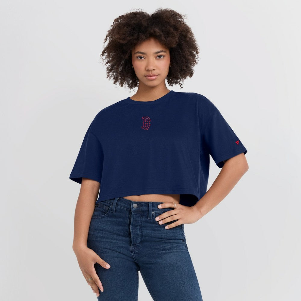 Boston Red Sox Women's Elements Super Soft Boxy Cropped T-Shirt - Navy