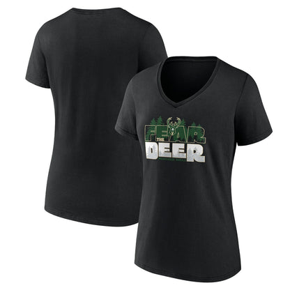 Women's Black Milwaukee Bucks Core Hometown V-Neck T-Shirt for sale