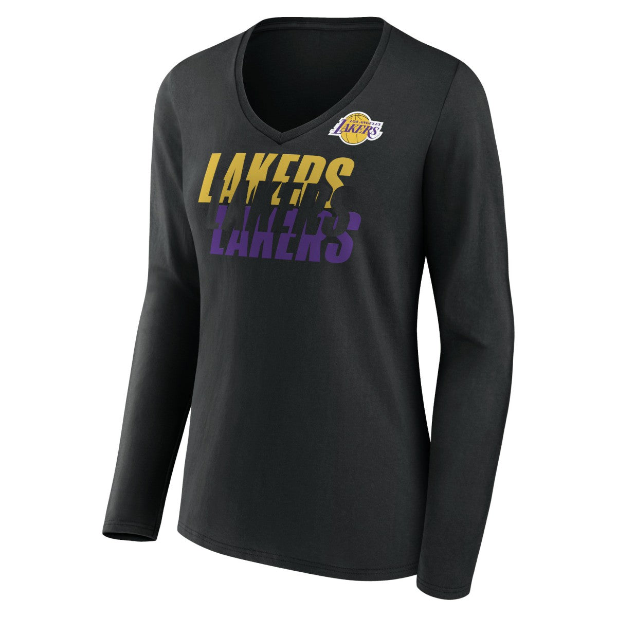 Los Angeles Lakers Women's Tumble V-Neck Long Sleeve T-Shirt - Black cheap