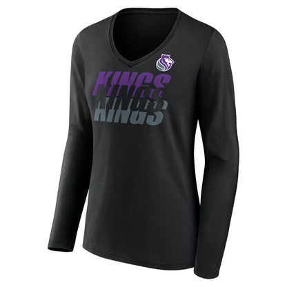 Sacramento Kings Women's Tumble V-Neck Long Sleeve T-Shirt - Black discount
