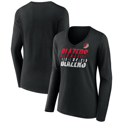 San Antonio Spurs Women's Tumble V-Neck Long Sleeve T-Shirt - Black shop