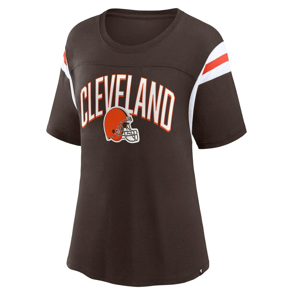 Cleveland Browns Women's Earned Stripes T-Shirt - Brown discount
