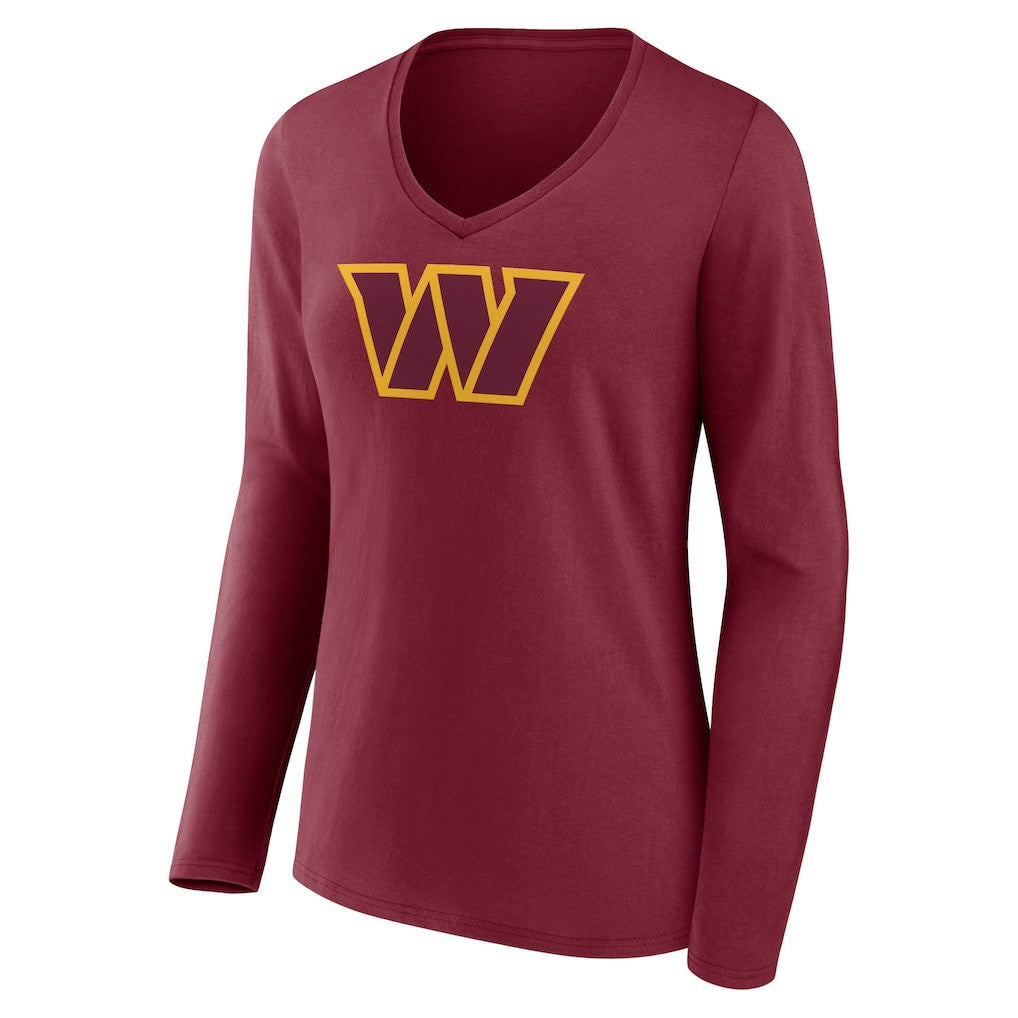 Washington Commanders Women's Primary Team Logo Long Sleeve V-Neck T-Shirt - Burgundy online