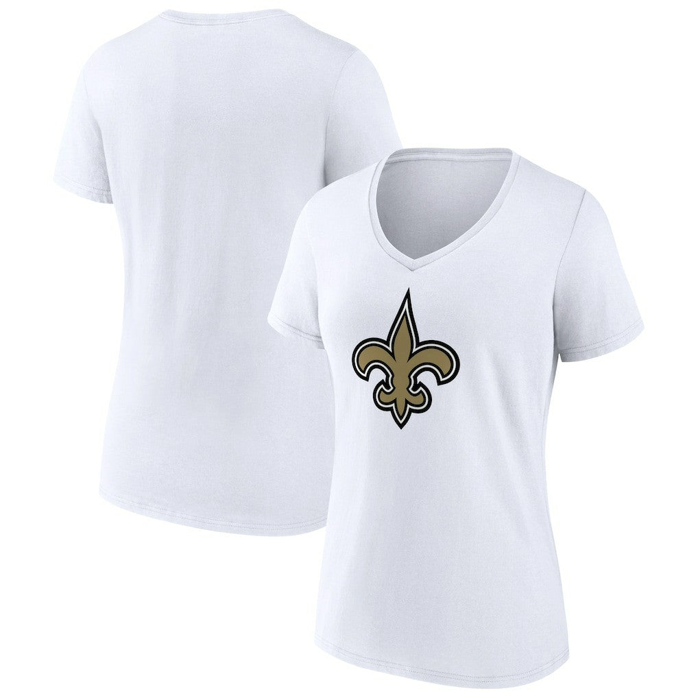 New Orleans Saints Women's Primary Team Logo V-Neck T-Shirt - White sale