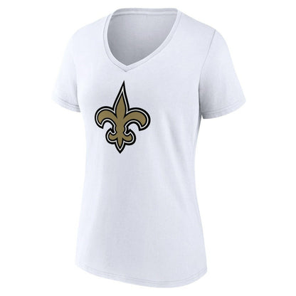 New Orleans Saints Women's Primary Team Logo V-Neck T-Shirt - White sale