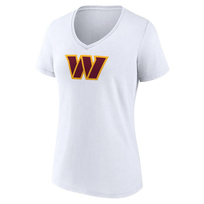 Washington Commanders Women's Primary Team Logo V-Neck T-Shirt - White sale